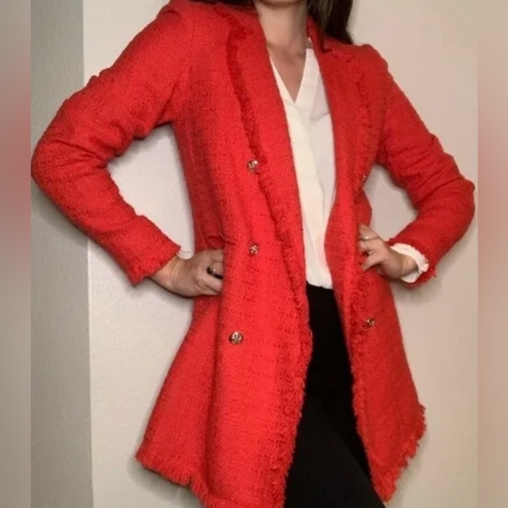 Carolina Belle Montreal Red Tweed Jacket- Small